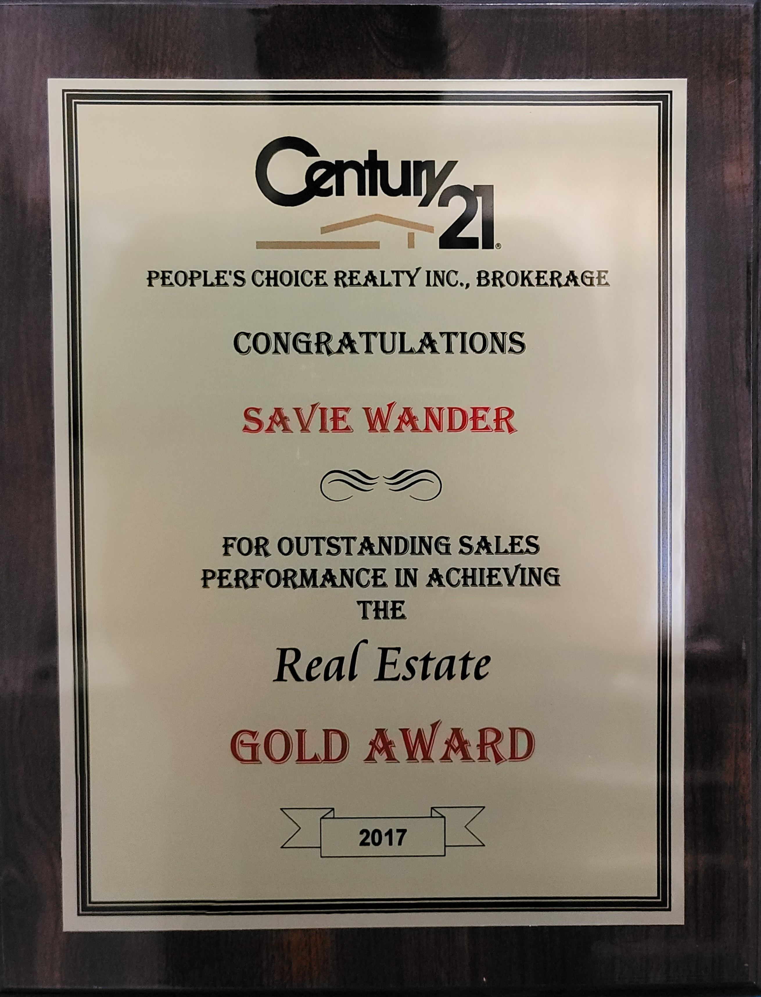 Real Estate Gold Award (2017)